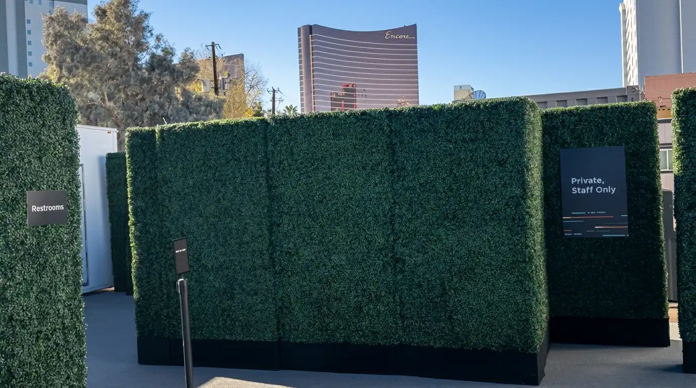 Trade show hedge rental installation at CES in Las Vegas