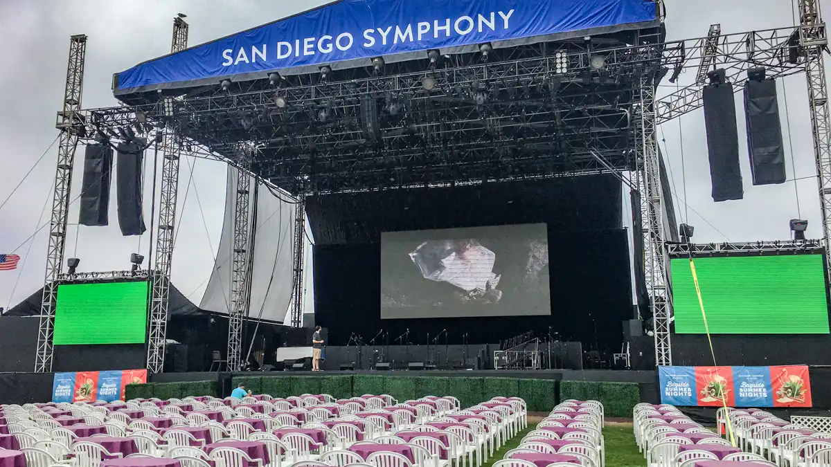 Stage hedge wall rental setup for San Diego Symphony event thumbnail 2