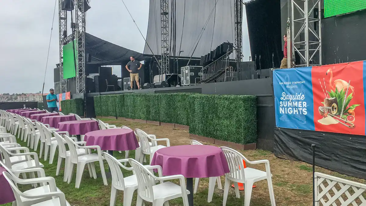 Stage hedge wall rental setup for San Diego Symphony event thumbnail 3